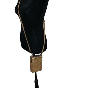 Patricia Nash PERTINA Brown Woven Leather Frame Pouch Wallet Crossbody